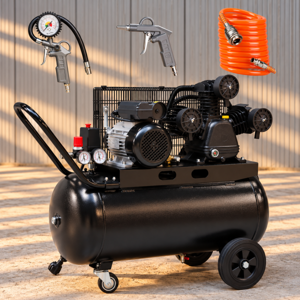 Kompresor tłokowy olejowy 100 l 2,2 kW 230 V – trzytłokowy, 10 bar, 452 l/min
