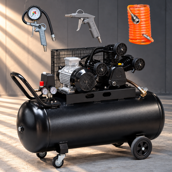 Kompresor tłokowy olejowy 200 l – 2,2 kW, 230 V, 10 bar
