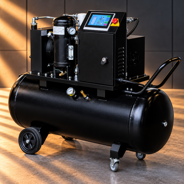 Kompresor śrubowy z falownikiem 200 l – 5,5 kW, 400 V, 10 bar

